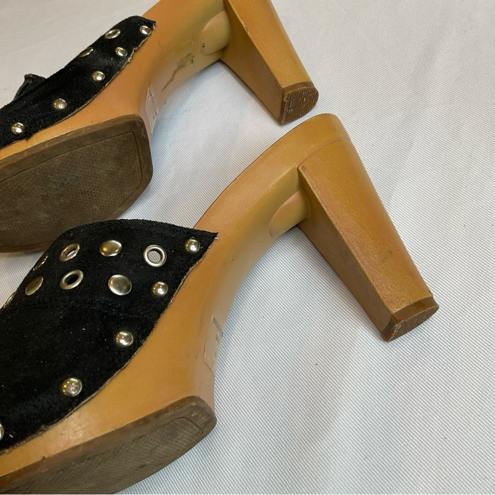 Y2k Studded Mule Clogs with Chunky Wood Heel size 9 Playform Vintage - Picture 5 of 8